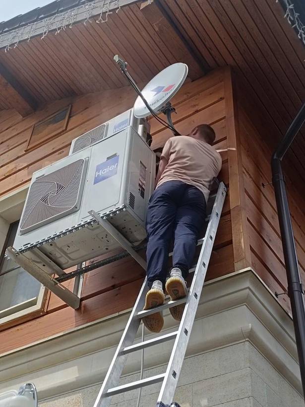 Установка наружного блока кондиционера Haier